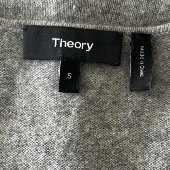 Theory Grey V-Neck Cashmere Sweater Sz S - Picture 4 of 8